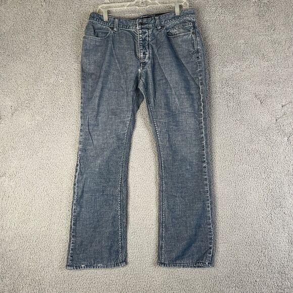 John Varvatos Corduroy Pants Mens  33 x 27 Blue Striped Straight Beale USA FLAW - Picture 1 of 15